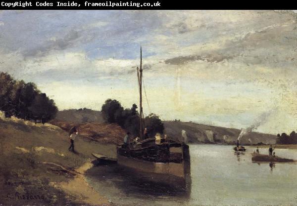 Camille Pissarro Barge on the Seine Peniche sur la Seine